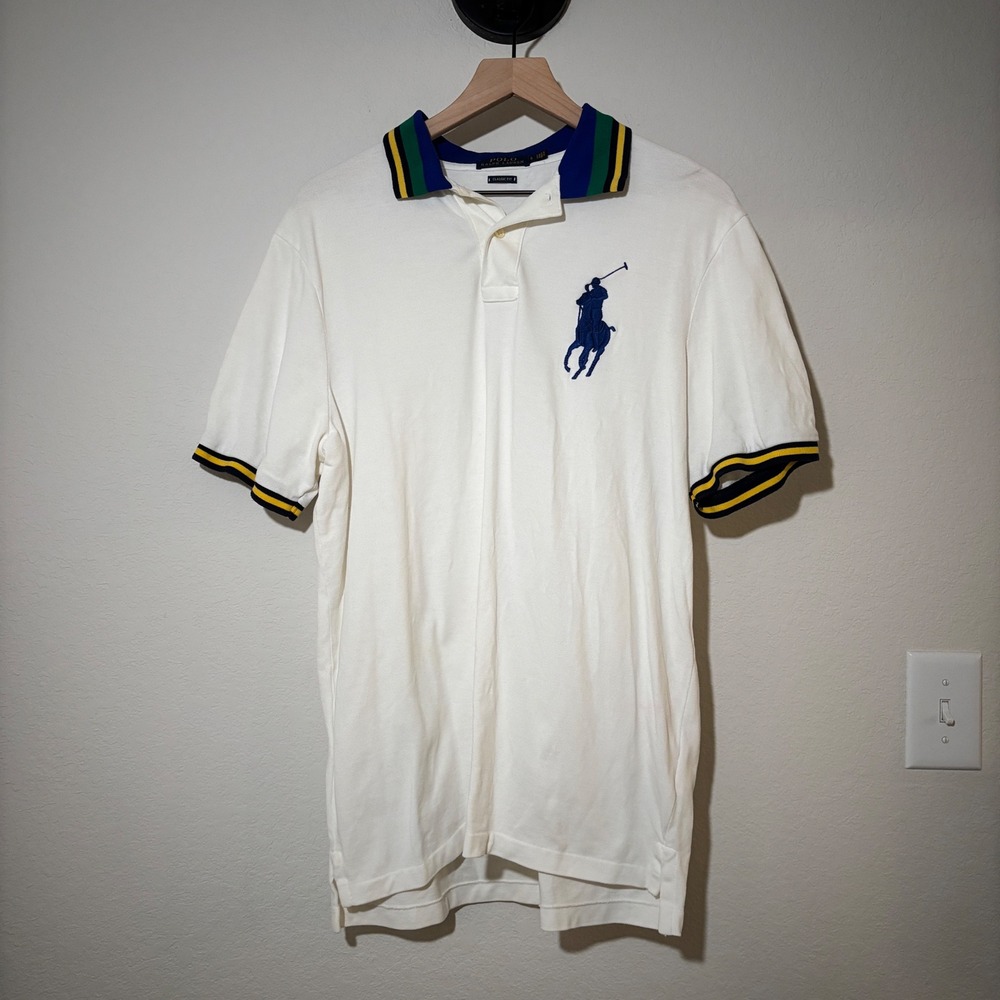 Polo Ralph Lauren Polo Shirt Big Pony Large Cotton White Preppy Sporty Classic
